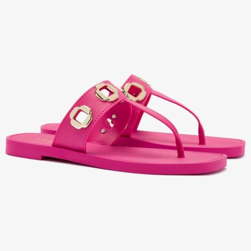 Larroude Milan S Jelly Sandals Pink Thong Slides Made in Brazil Size 4/5 - Picture 4 of 10